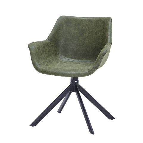 Markley Dining Chair Upholstered in Leather 360-Degree Swivel Armchair