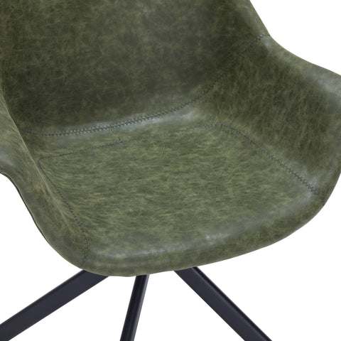 Markley Dining Chair Upholstered in Leather 360-Degree Swivel Armchair