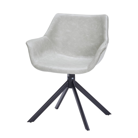 Markley Dining Chair Upholstered in Leather 360-Degree Swivel Armchair