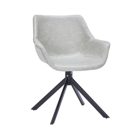 Markley Dining Chair Upholstered in Leather 360-Degree Swivel Armchair