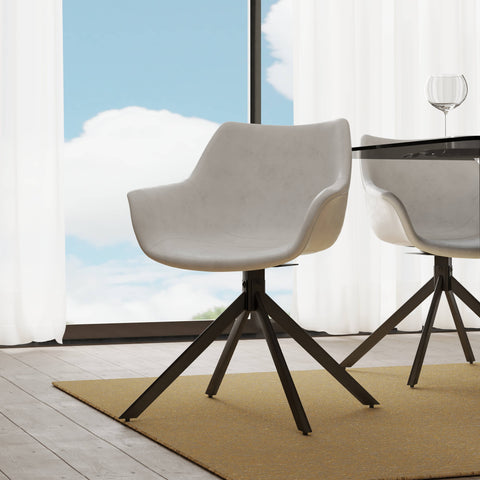 Markley Dining Chair Upholstered in Leather 360-Degree Swivel Armchair