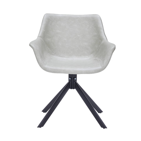 Markley Dining Chair Upholstered in Leather 360-Degree Swivel Armchair