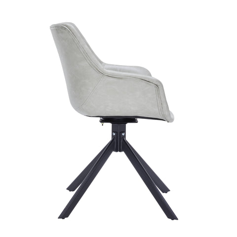 Markley Dining Chair Upholstered in Leather 360-Degree Swivel Armchair