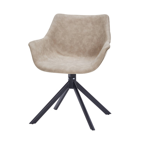 Markley Dining Chair Upholstered in Leather 360-Degree Swivel Armchair