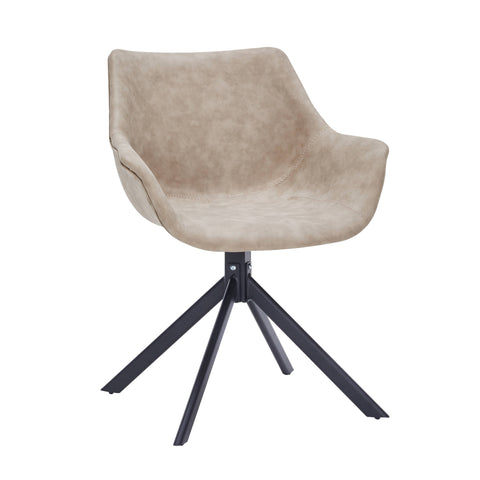 Markley Dining Chair Upholstered in Leather 360-Degree Swivel Armchair