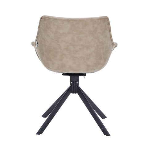 Markley Dining Chair Upholstered in Leather 360-Degree Swivel Armchair