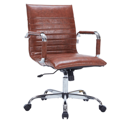 Harris Mid-Back Leather Adjustable  Office Conference Chair with Armrests