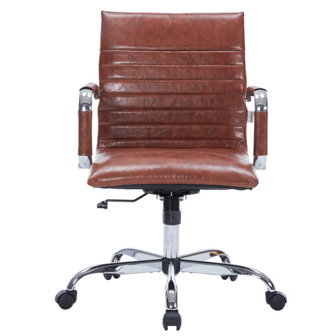 Harris Mid-Back Leather Adjustable  Office Conference Chair with Armrests