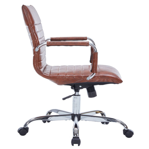 Harris Mid-Back Leather Adjustable  Office Conference Chair with Armrests