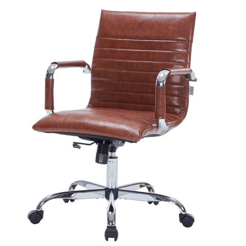 Harris Mid-Back Leather Adjustable  Office Conference Chair with Armrests