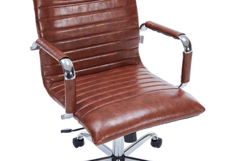 Harris Mid-Back Leather Adjustable  Office Conference Chair with Armrests