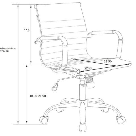 Harris Mid-Back Leather Adjustable  Office Conference Chair with Armrests