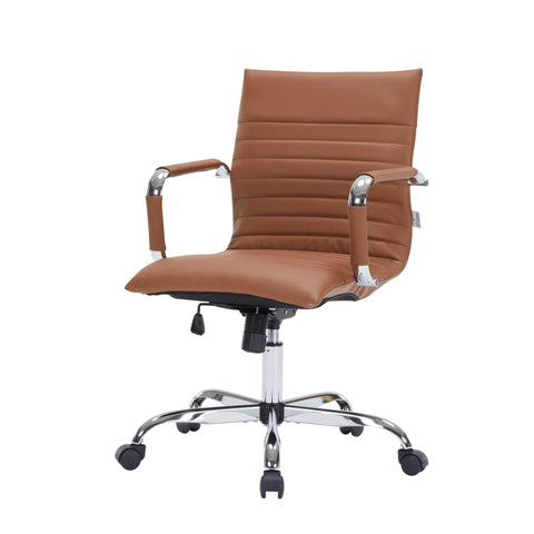 Harris Mid-Back Leather Adjustable  Office Conference Chair with Armrests