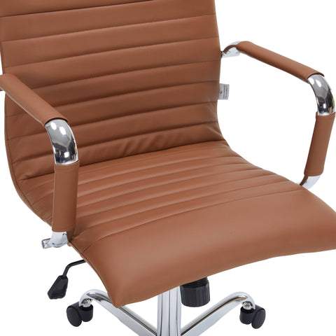 Harris Mid-Back Leather Adjustable  Office Conference Chair with Armrests