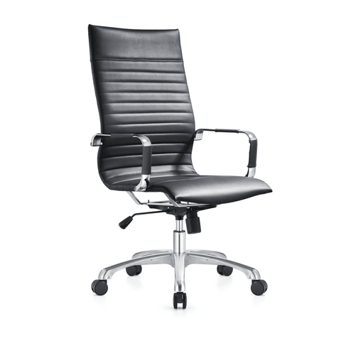 Harris Leather High-Back Adjustable  Office Conference Chair with Armrests