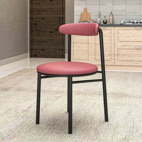 Lume Modern Dining Chair Upholstered in Polyester with Metal Legs Set of 2