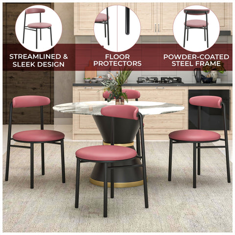 Lume Modern Dining Chair Upholstered in Polyester with Metal Legs Set of 2