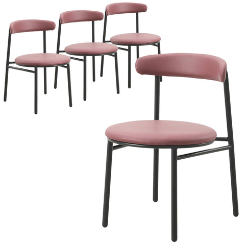 Lume Modern Dining Chair Upholstered in Polyester with Metal Legs Set of 4