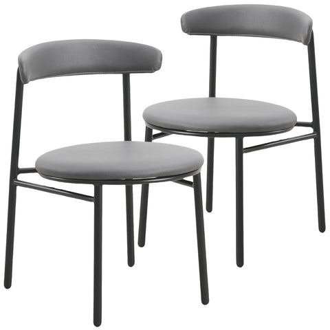 Lume Modern Dining Chair Upholstered in Polyester with Metal Legs Set of 2