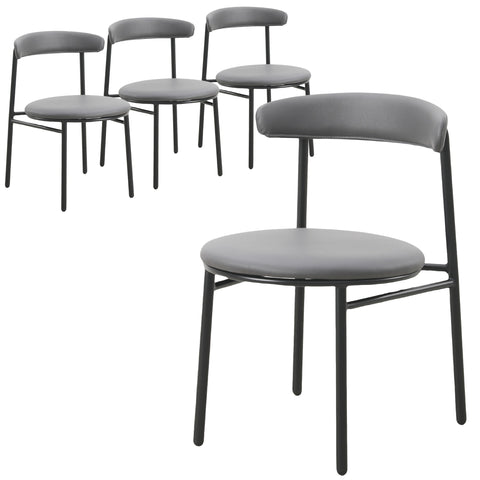 Lume Modern Dining Chair Upholstered in Polyester with Metal Legs Set of 4