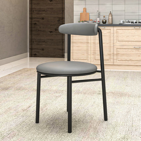 Lume Modern Dining Chair Upholstered in Polyester with Metal Legs Set of 4