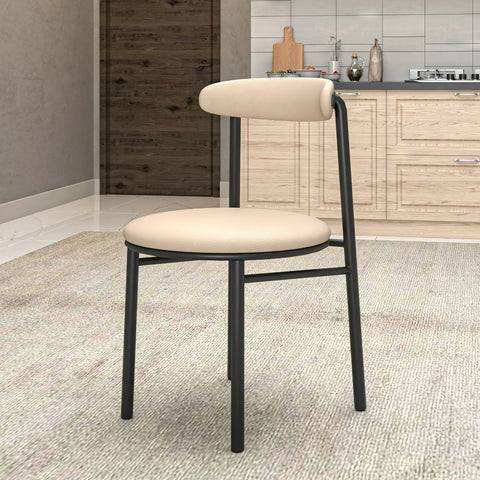 Lume Modern Dining Chair Upholstered in Polyester with Metal Legs Set of 2