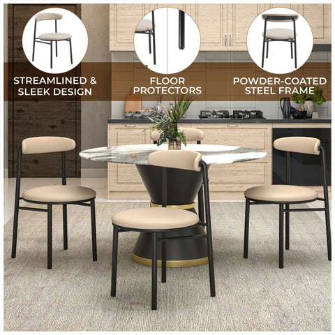 Lume Modern Dining Chair Upholstered in Polyester with Metal Legs Set of 2