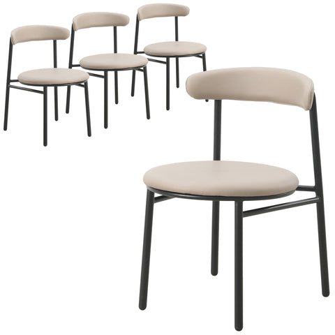 Lume Modern Dining Chair Upholstered in Polyester with Metal Legs Set of 4