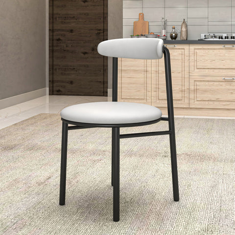 Lume Modern Dining Chair Upholstered in Polyester with Metal Legs Set of 2