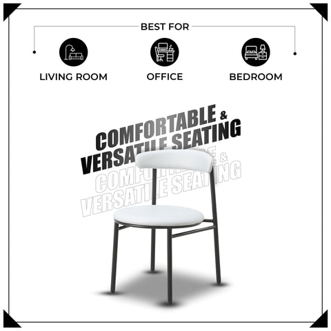 Lume Modern Dining Chair Upholstered in Polyester with Metal Legs Set of 2