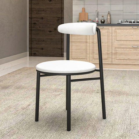 Lume Modern Dining Chair Upholstered in Polyester with Metal Legs Set of 2