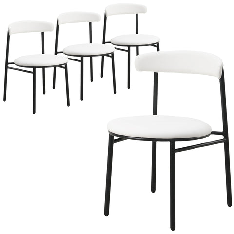 Lume Modern Dining Chair Upholstered in Polyester with Metal Legs Set of 4