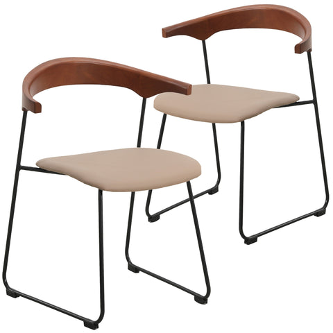 Lyra Dining Chair Upholstered Leather with Iron Legs, Set of 2