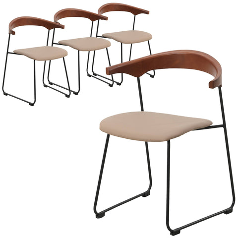 Lyra Dining Chair Upholstered Leather with Iron Legs, Set of 4