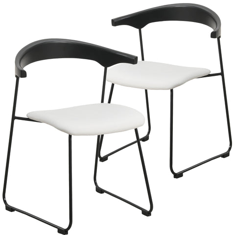 Lyra Dining Chair Upholstered Leather with Iron Legs, Set of 2