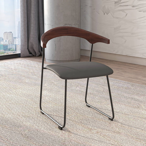 Lyra Dining Chair Upholstered Leather with Iron Legs, Set of 4