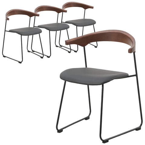 Lyra Dining Chair Upholstered Leather with Iron Legs, Set of 4