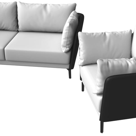 Luxify 3-Piece Leather Sofa Set with Stainless Steel Legs and Removable Cushions