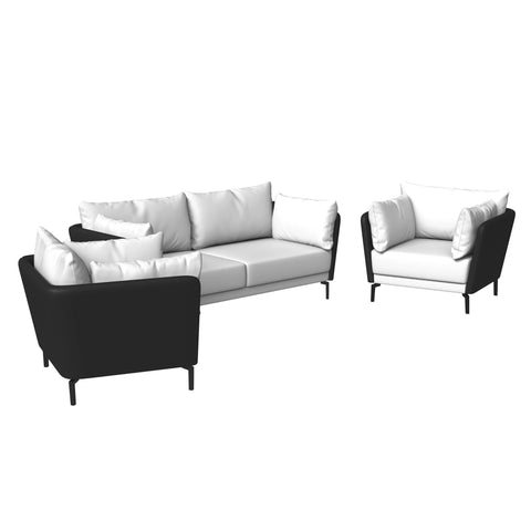 Luxify 3-Piece Leather Sofa Set with Stainless Steel Legs and Removable Cushions