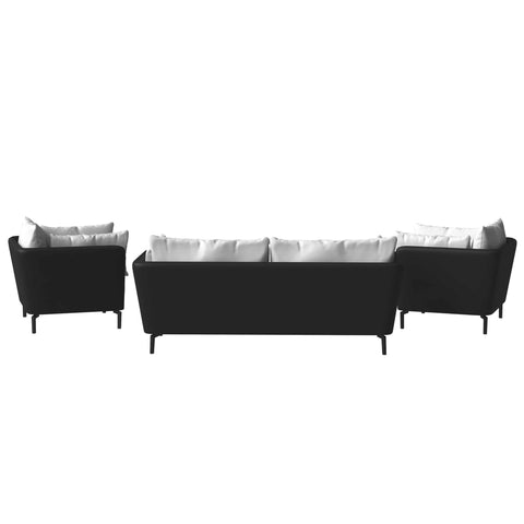 Luxify 3-Piece Leather Sofa Set with Stainless Steel Legs and Removable Cushions