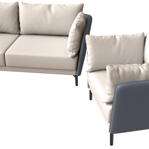 Luxify 3-Piece Leather Sofa Set with Stainless Steel Legs and Removable Cushions