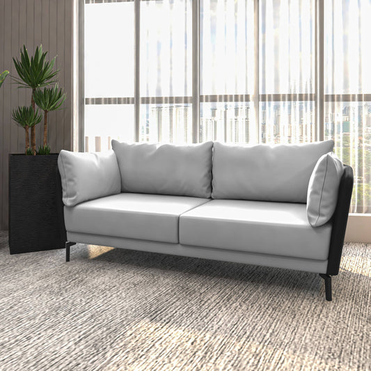 Luxify 3-Seater Leather Sofa with Stainless Steel Legs and Removable Cushions