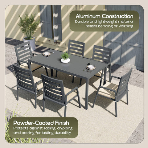 Marlin Extenable Outdoor Dining Table 78-118 in Black Aluminum