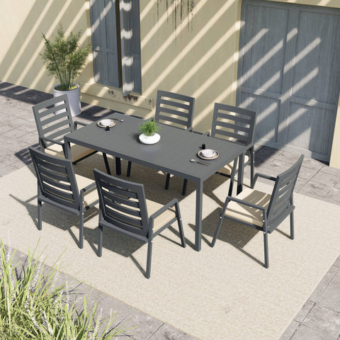 Marlin Extenable Outdoor Dining Table 78-118 in Black Aluminum