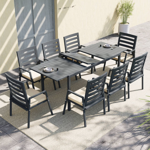 Marlin Extenable Outdoor Dining Table 78-118 in Black Aluminum