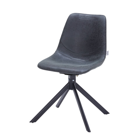 Markley Modern Leather Swival Dining Chair With Metal Legs