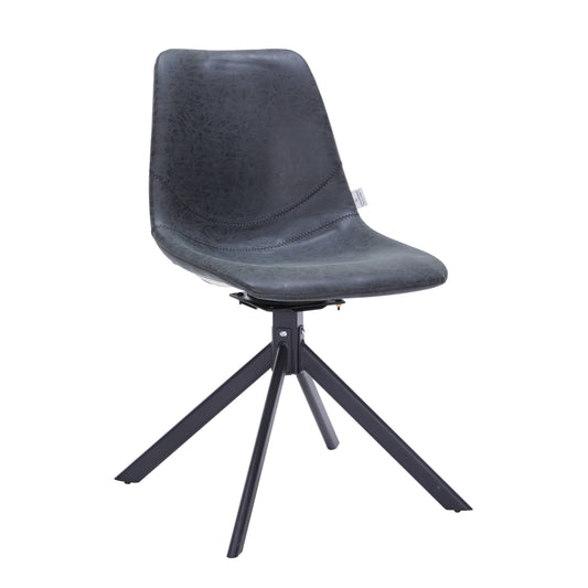 Markley Modern Leather Swival Dining Chair With Metal Legs