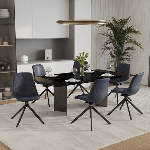 Markley Modern Leather Swival Dining Chair With Metal Legs