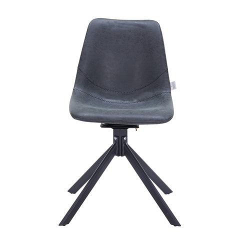 Markley Modern Leather Swival Dining Chair With Metal Legs