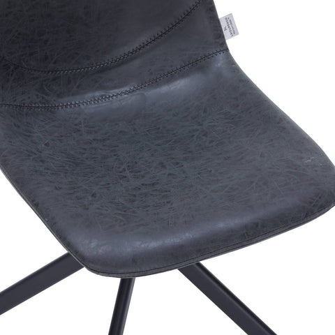 Markley Modern Leather Swival Dining Chair With Metal Legs